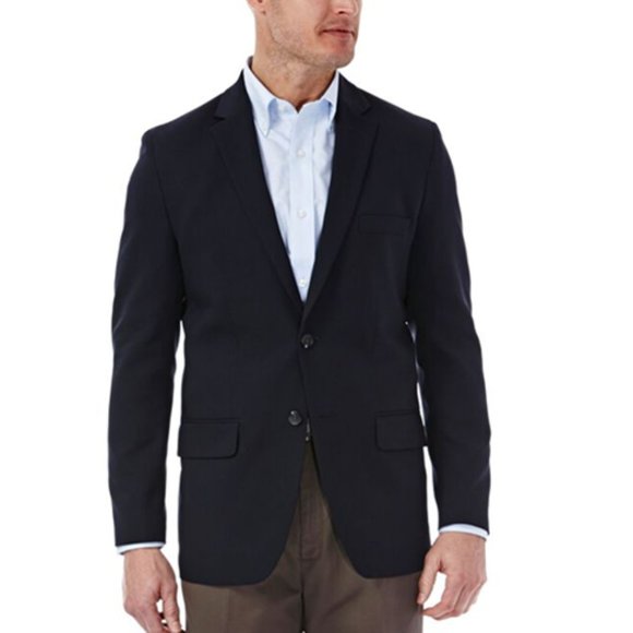 Haggar Blazer Da Uomo In Maglia Elasticizzata - Vestibilità Aderente, Tinta Unita